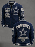 Football‐Inspired Graphic Zip‐Up Varsity Jacket