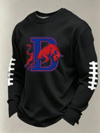 Men'S Buffalo Print Football Fans Gameday Casual Waffle Long Sleeve T-Shirt