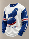 Men'S Buffalo Print Football Fans Gameday Casual Waffle Long Sleeve T-Shirt