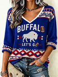 Women'S Football Print Waffle Top