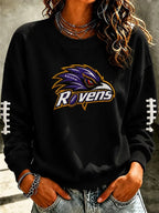 Women'S Retro Football Print Round Neck Sports Shirt