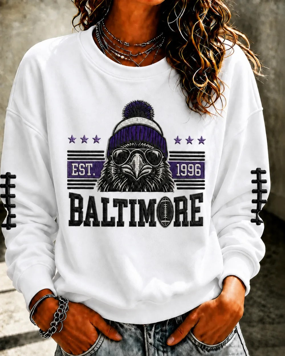Women'S Retro Football Print Round Neck Sports Shirt