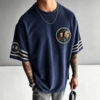 Unisex Anime-Style Retro Corduroy Oversized T-Shirt