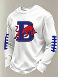 Men'S Buffalo Print Football Fans Gameday Casual Waffle Long Sleeve T-Shirt