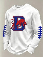 Men'S Buffalo Print Football Fans Gameday Casual Waffle Long Sleeve T-Shirt