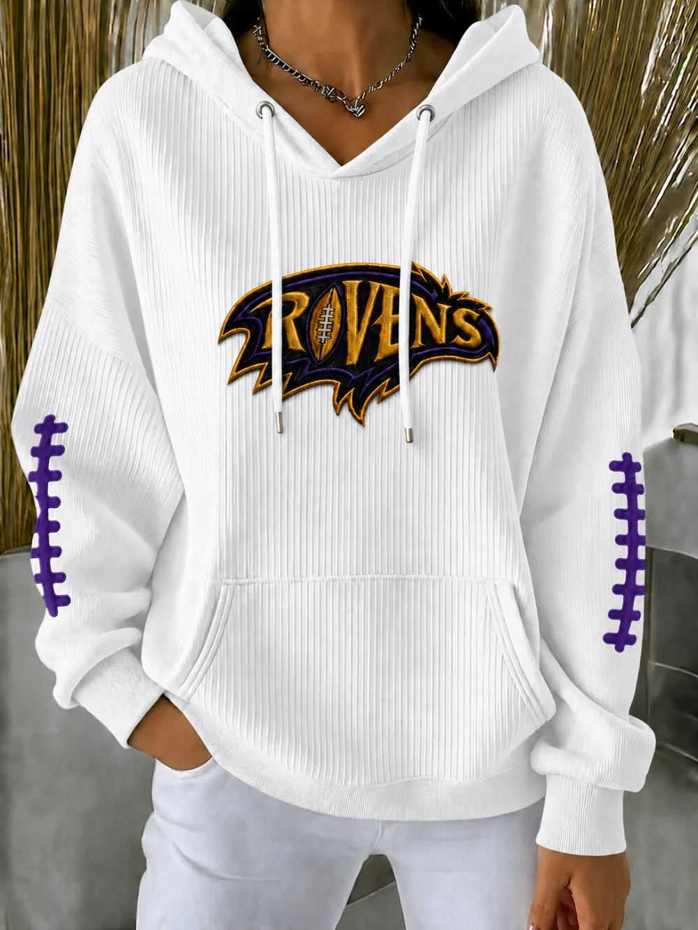 Women'S Football Print Hooded Sweatshirt