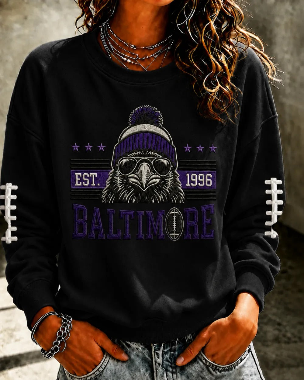 Women'S Retro Football Print Round Neck Sports Shirt