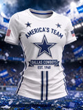 Women's Casual Football Print T-Shirt