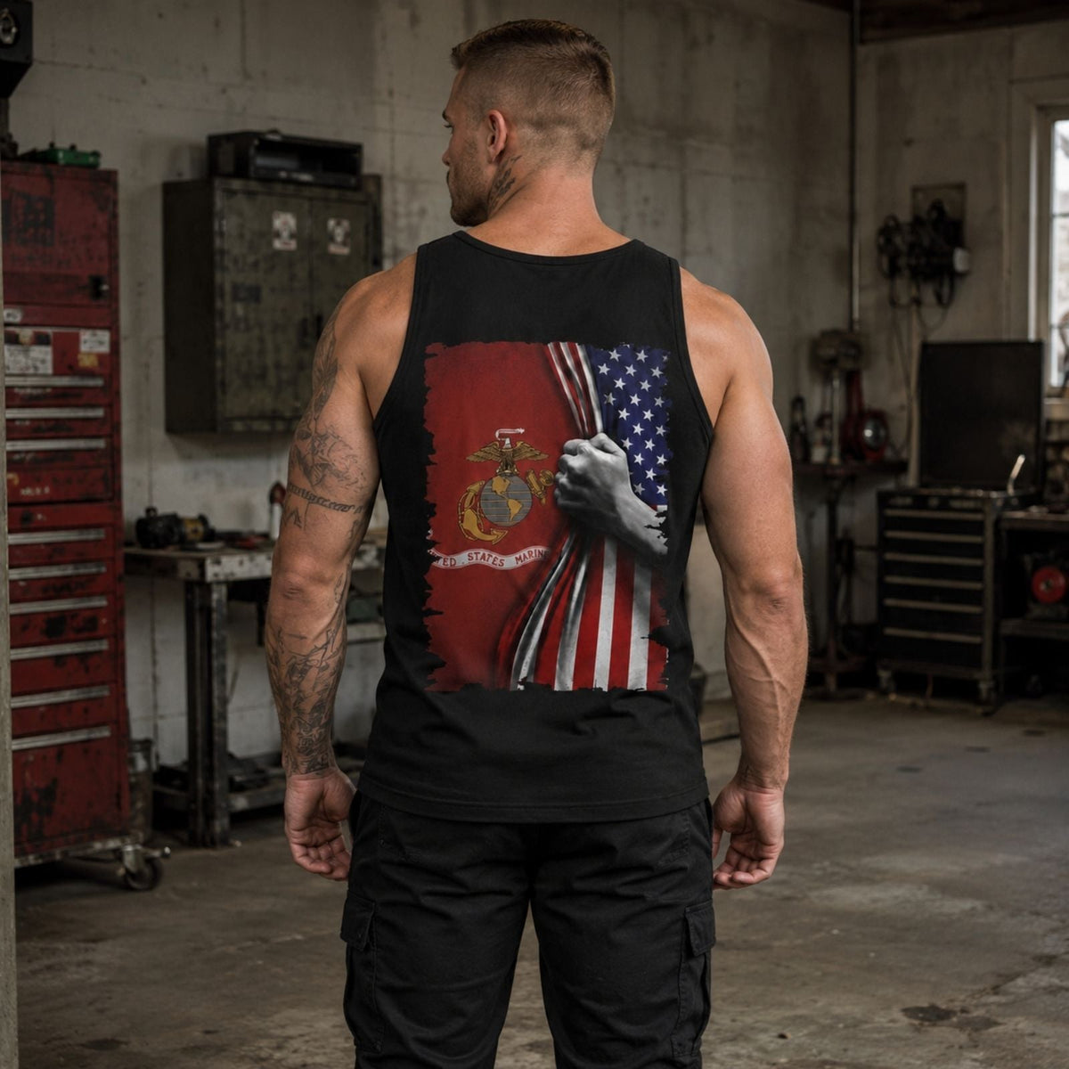 United States Marine Corps Flag Reveal Tank Top
