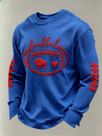 Men'S Buffalo Print Football Fans Gameday Casual Waffle Long Sleeve T-Shirt
