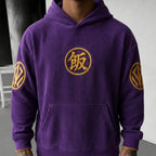 Unisex Oversized Casual Anime-print Corduroy Hoodie