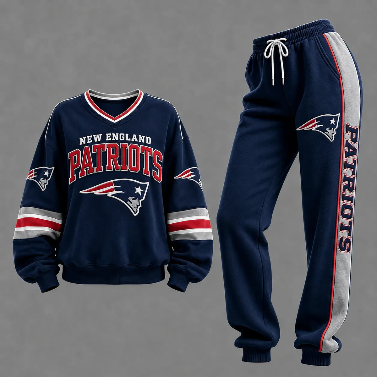 Women's Two-piece Set: Long-sleeve Sweatshirt And Pants With Soccer Print