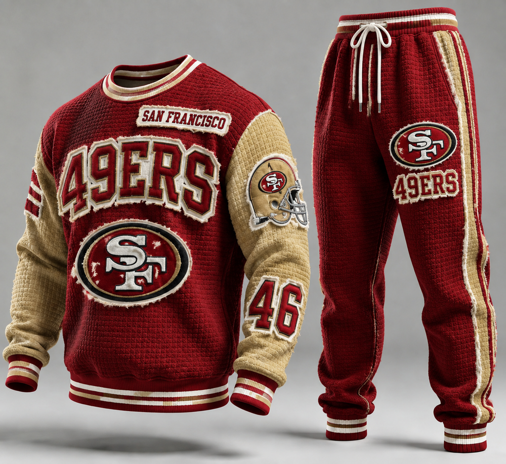 Unisex Vintage Football‐Inspired Print Sweatershirt Set
