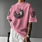 Unisex Anime-Style Retro Corduroy Oversized T-Shirt