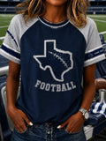 Women's Casual Football Print T-Shirt