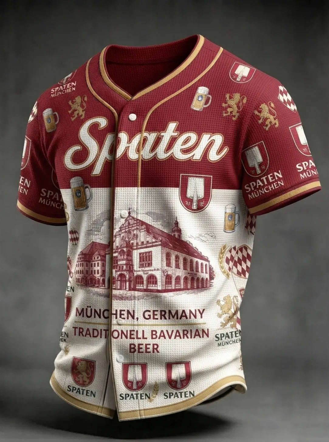 Men's Beer Print Short-Sleeve Shirt