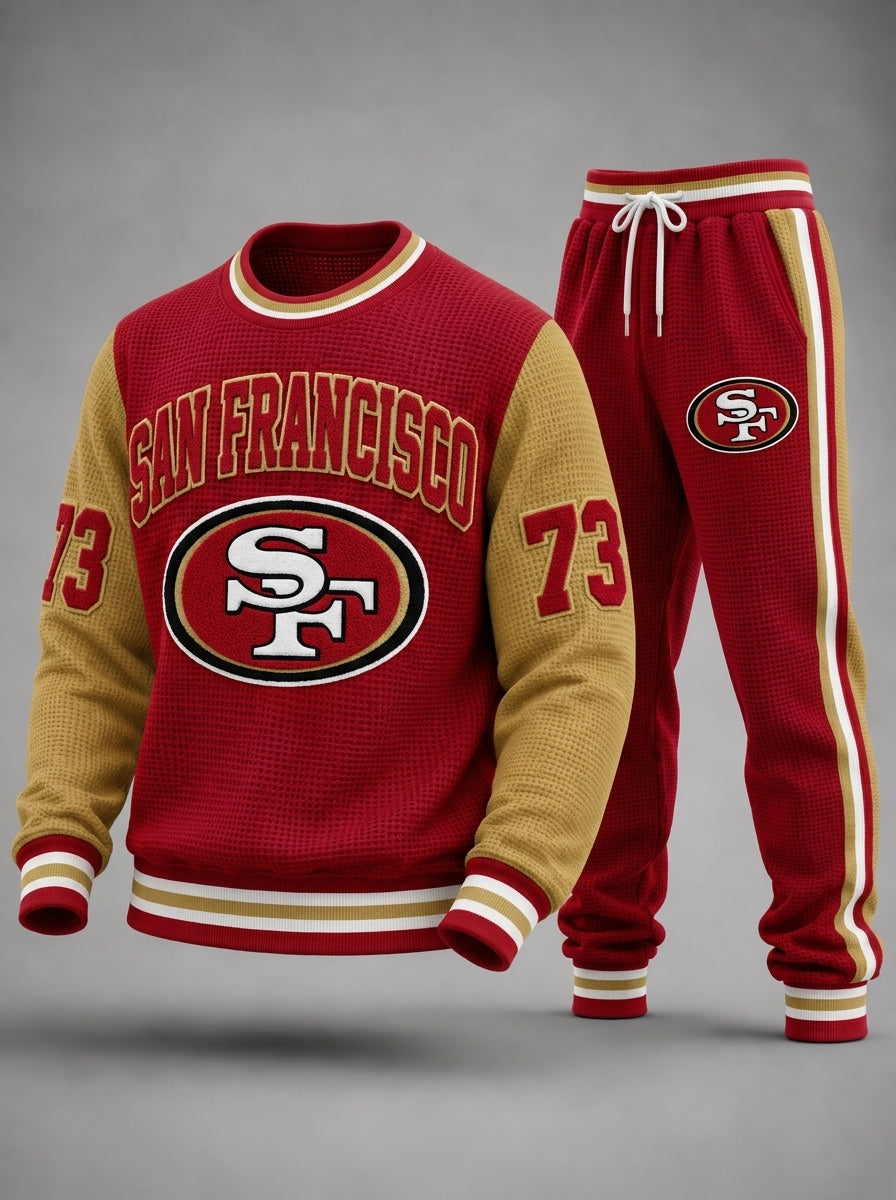 Unisex Casual Football Print Sweatershirt Set