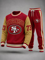 Unisex Casual Football Print Sweatershirt Set
