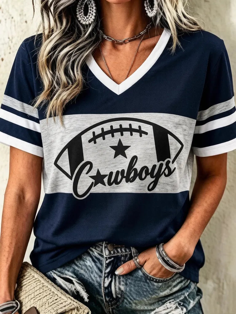 Women's Casual Football Print T-Shirt
