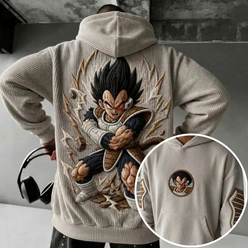 Unisex Oversized Casual Anime-print Corduroy Hoodie