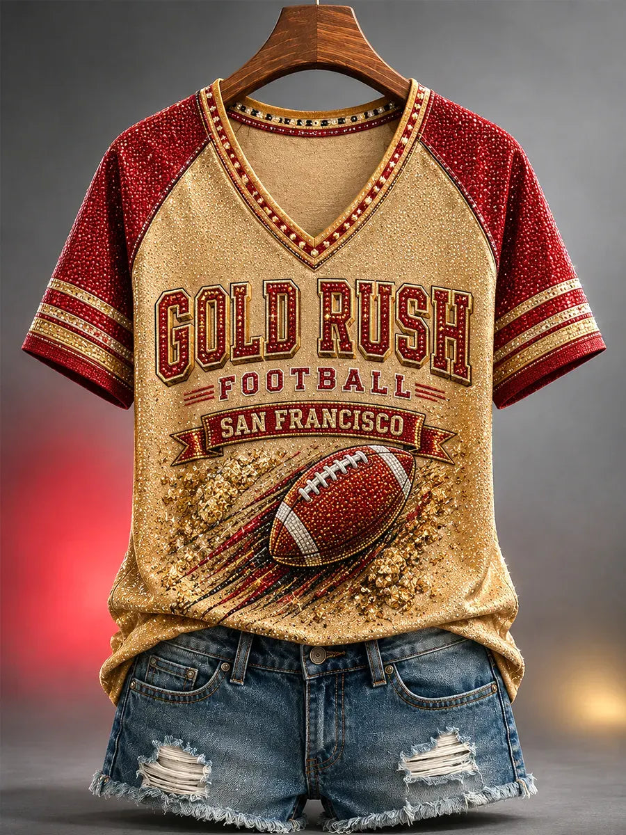 Women's Casual Football Print T-Shirt