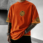 Unisex Anime-Style Retro Corduroy Oversized T-Shirt