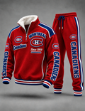 Men's Red Half-Zip Pullover Sweatshirt And Sweatpants Tracksuit Set