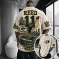 Unisex Loose-Fit Vertical-Stripe Short-Sleeve T-Shirt With Rugby Print