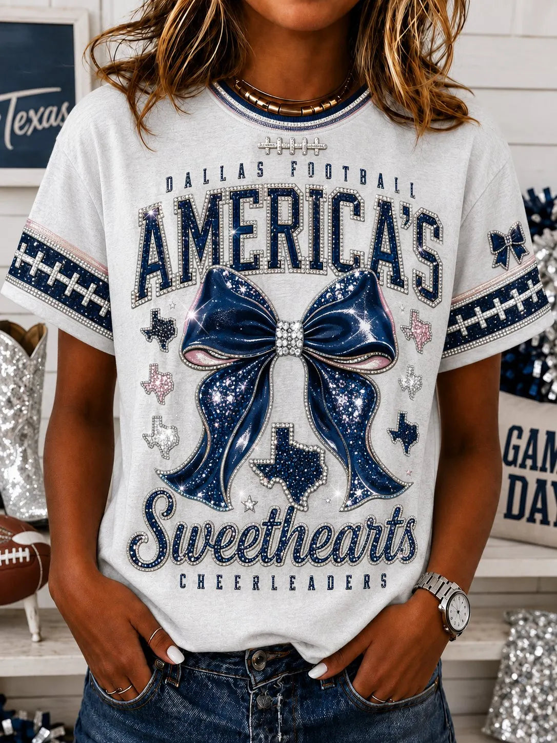 Women's Casual Football Print T-Shirt