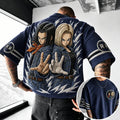 Unisex Anime-Style Retro Corduroy Oversized T-Shirt