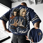 Unisex Anime-Style Retro Corduroy Oversized T-Shirt