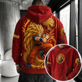 Unisex Oversized Casual Anime-print Corduroy Hoodie