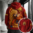 Unisex Oversized Casual Anime-print Corduroy Hoodie