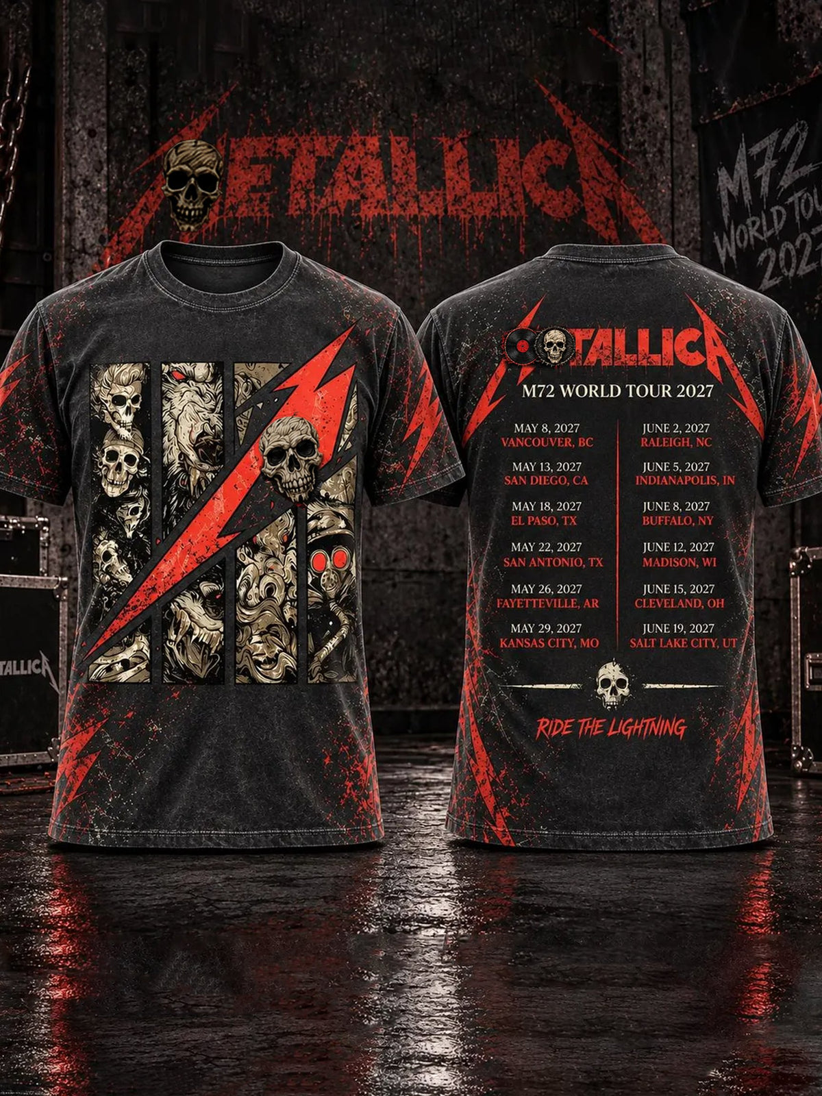 Men's Short-Sleeve T-Shirt with Music Tour Print