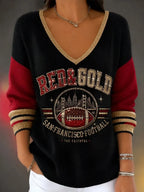 Women's Casual Long-Sleeve Football -Print T-Shirt