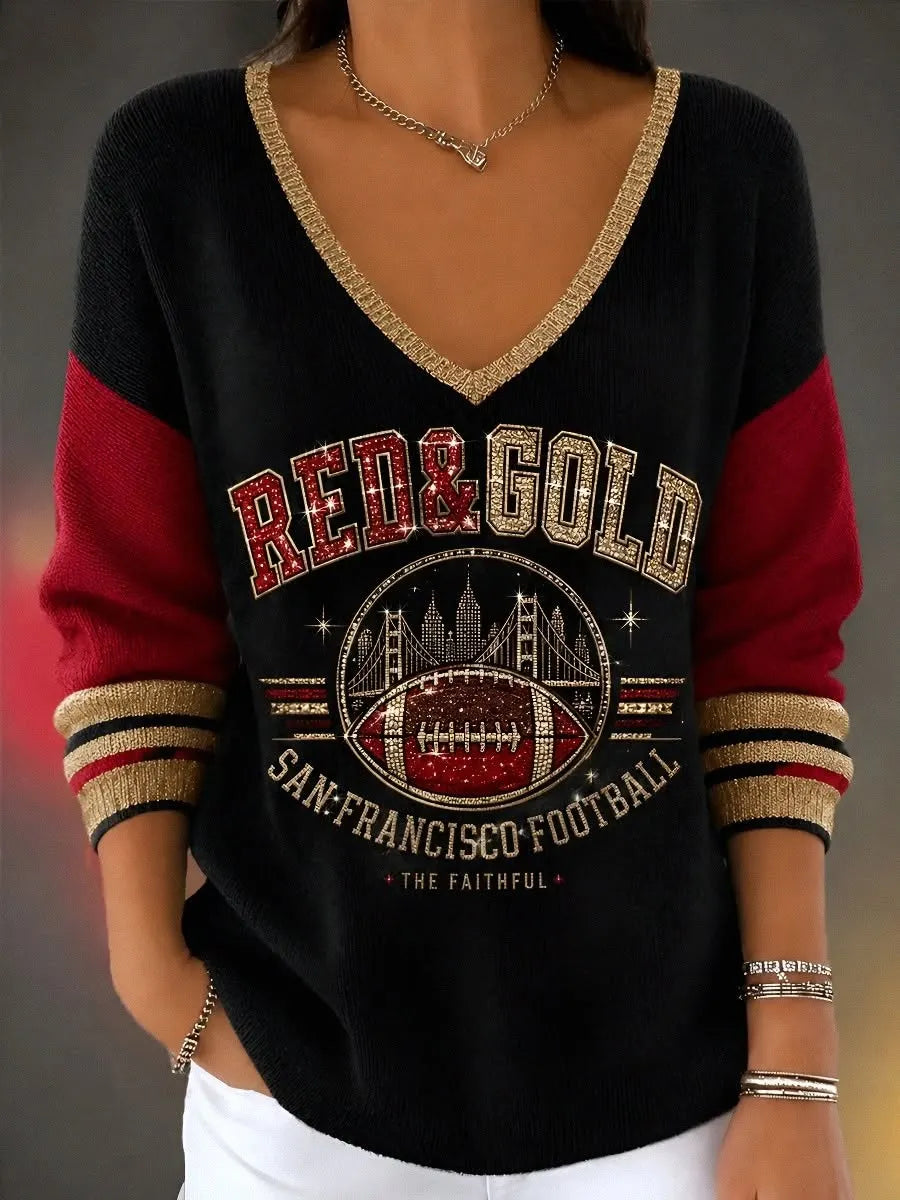 Women's Casual Long-Sleeve Football -Print T-Shirt