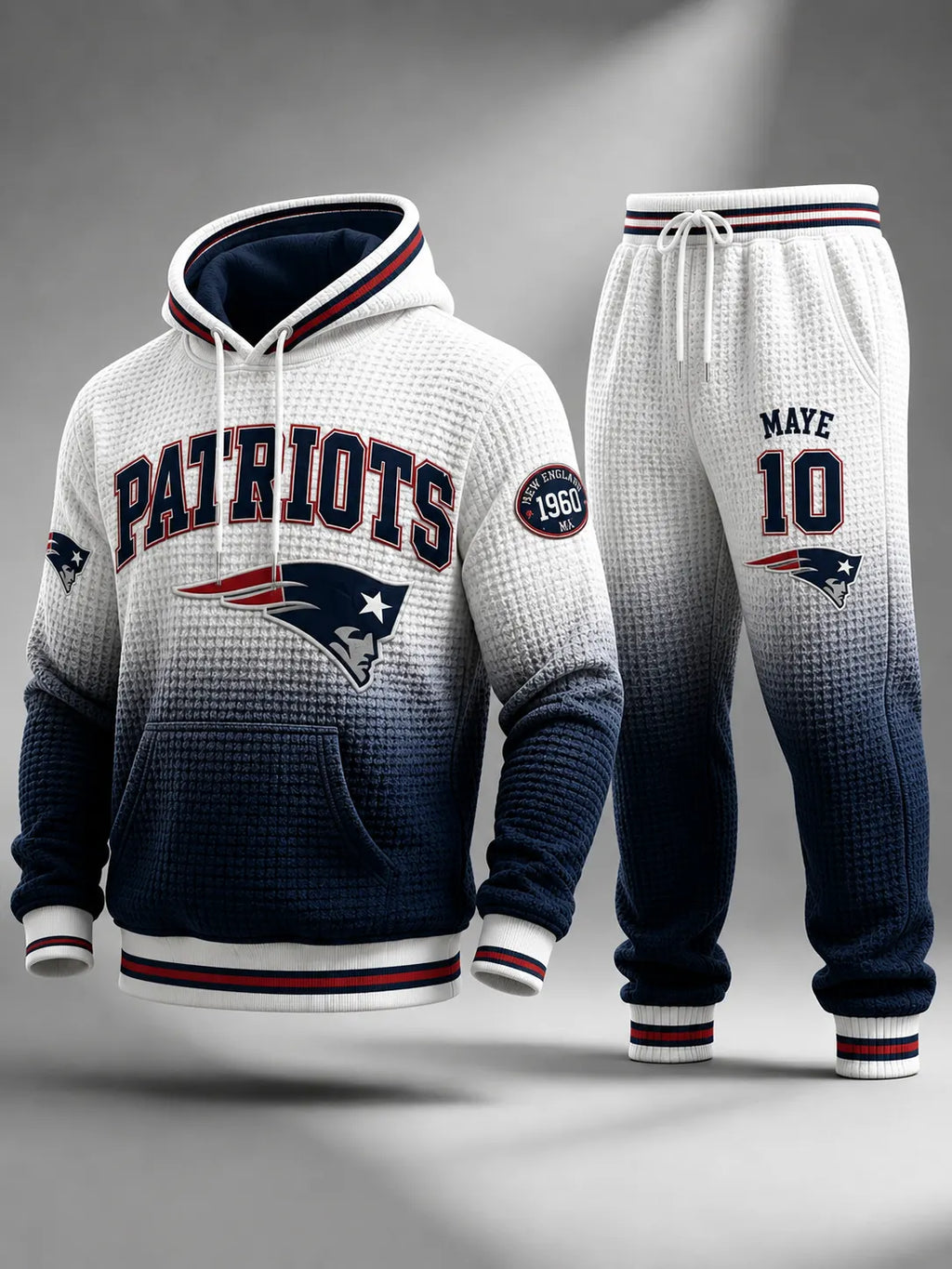 Premium Cotton-Blend Waffle Knit Hoodie And Jogger Set With Football Fans