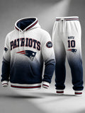 Premium Cotton-Blend Waffle Knit Hoodie And Jogger Set With Football Fans