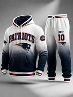 Premium Cotton-Blend Waffle Knit Hoodie And Jogger Set With Football Fans