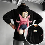 Unisex Oversized Casual Anime-print Corduroy Hoodie