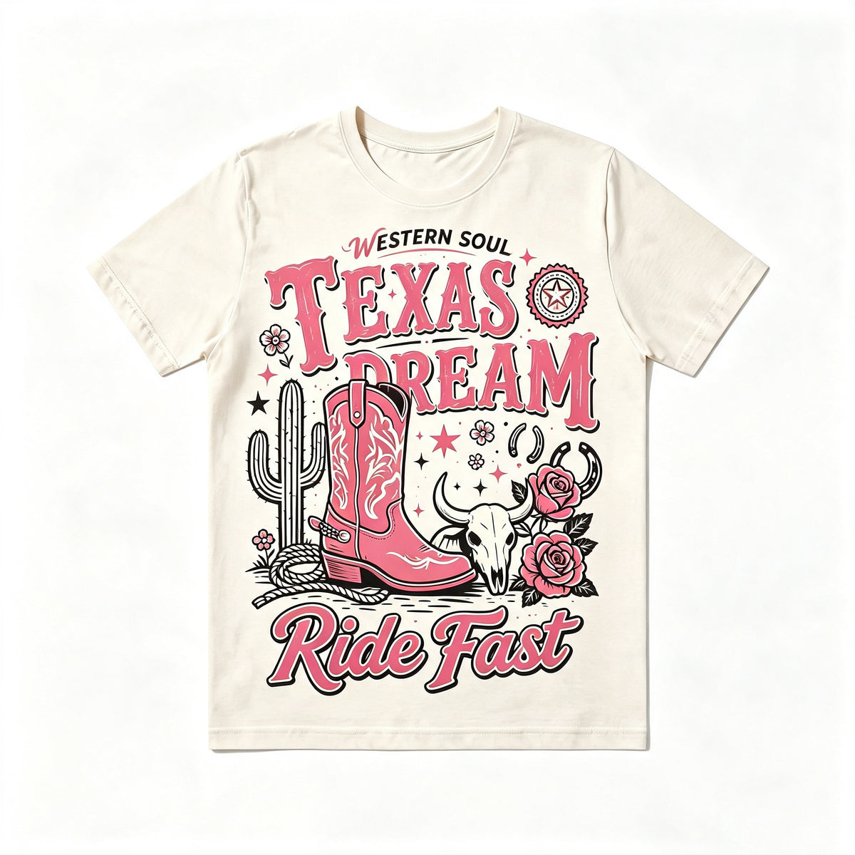 Texas Dream Western Cowboy Boots Graphic Short‑Sleeve T‑Shirt