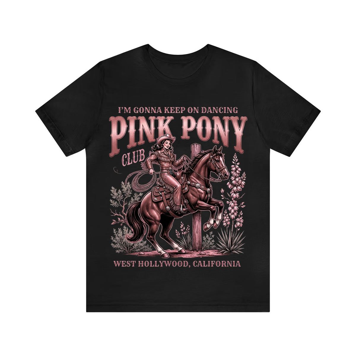 Vintage Pink Pony Club Cowboy Horse Print Tee