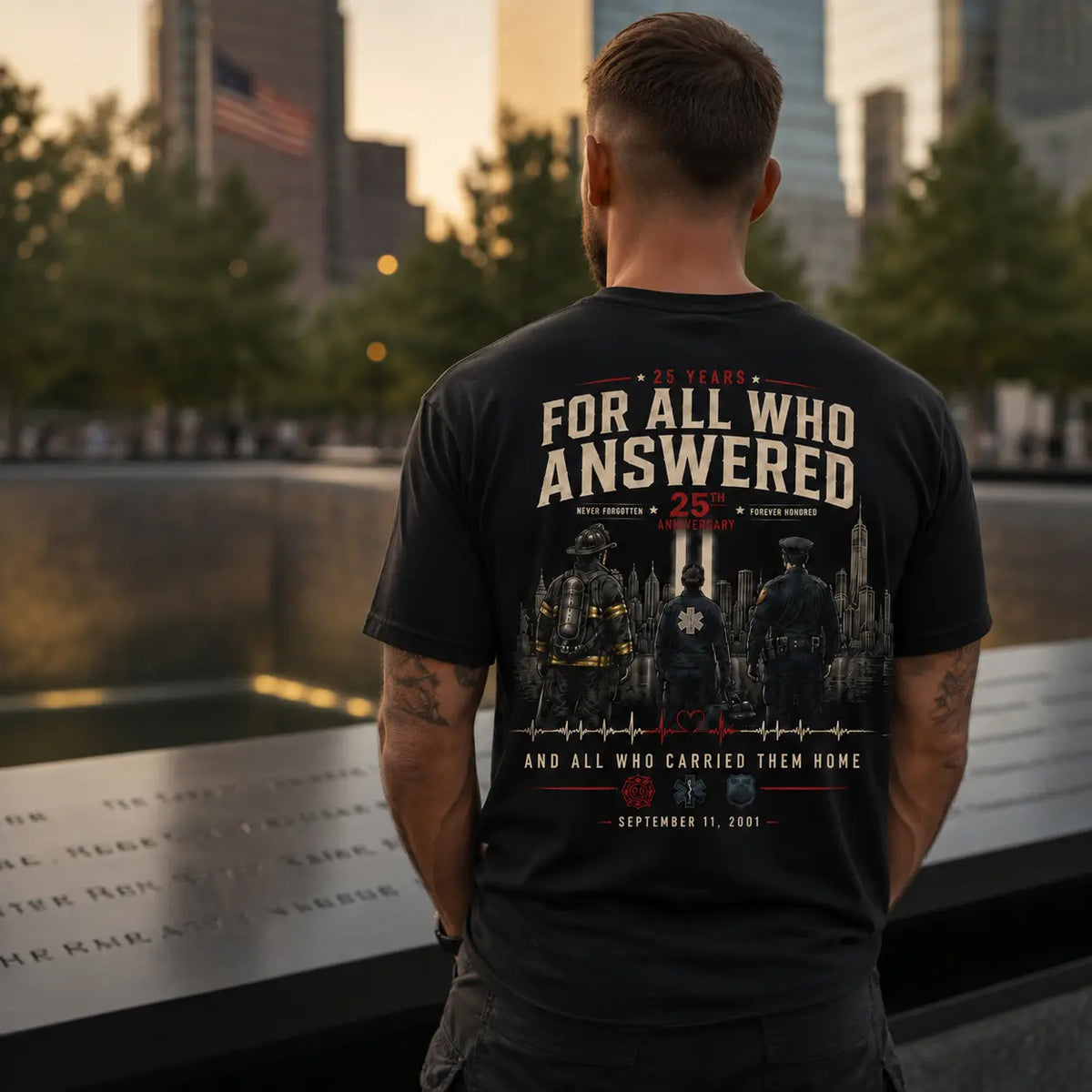 Retro City Hero Scene Print Men Tee