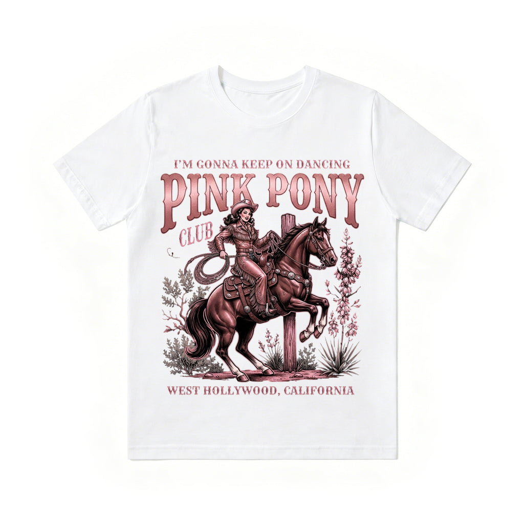 Vintage Pink Pony Club Cowboy Horse Print Tee