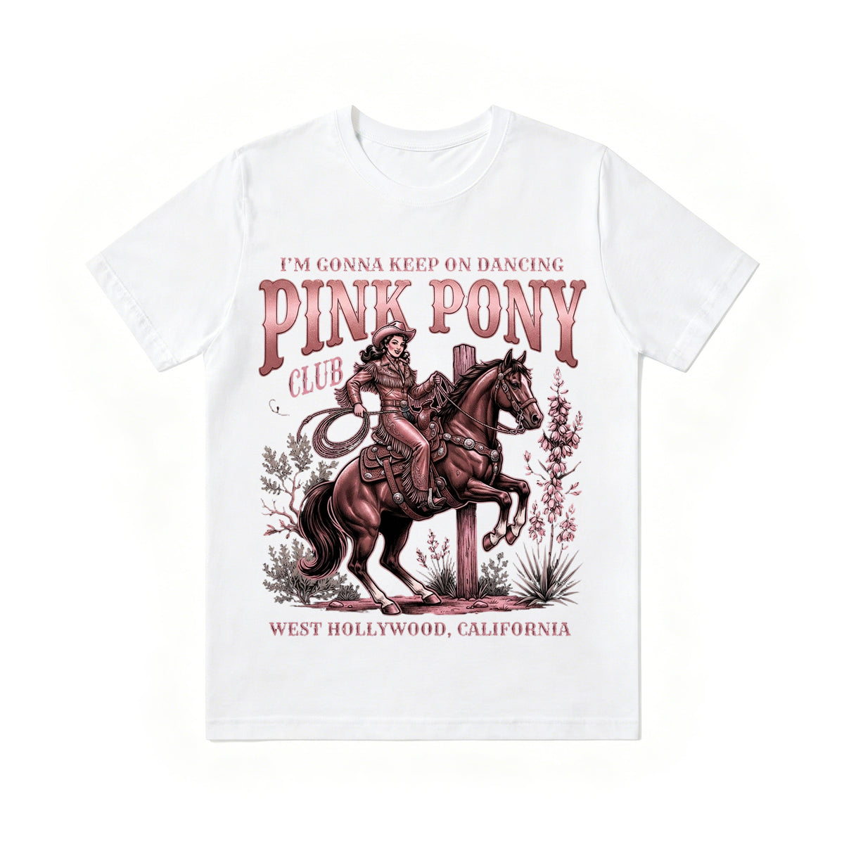 Vintage Pink Pony Club Cowboy Horse Print Tee