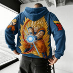 Unisex Oversized Casual Anime-print Corduroy Hoodie