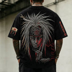 Unisex Anime-Style Retro Corduroy Oversized T-Shirt