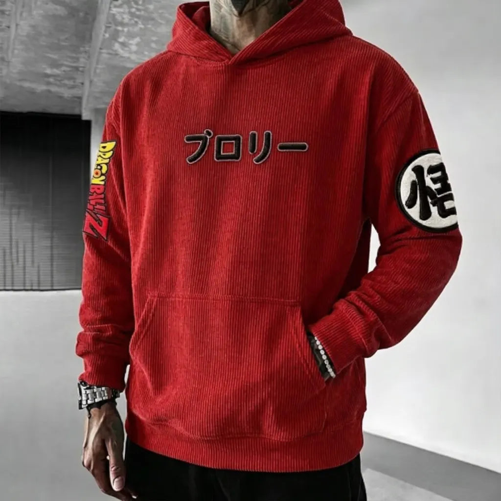 Unisex Oversized Casual Anime-print Corduroy Hoodie