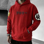 Unisex Oversized Casual Anime-print Corduroy Hoodie
