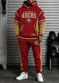 Premium Cotton-Blend Waffle Knit Hoodie And Jogger Set With Football Fans